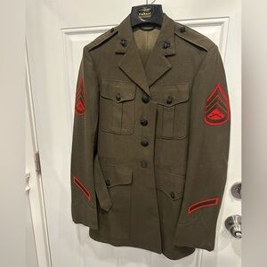 VINTAGE USMC US MARINE SERVICE DRESS UNIFORM COAT and PANTS SIZE 42L